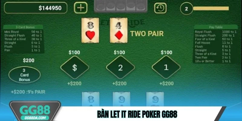 Bàn Let It Ride Poker GG88 